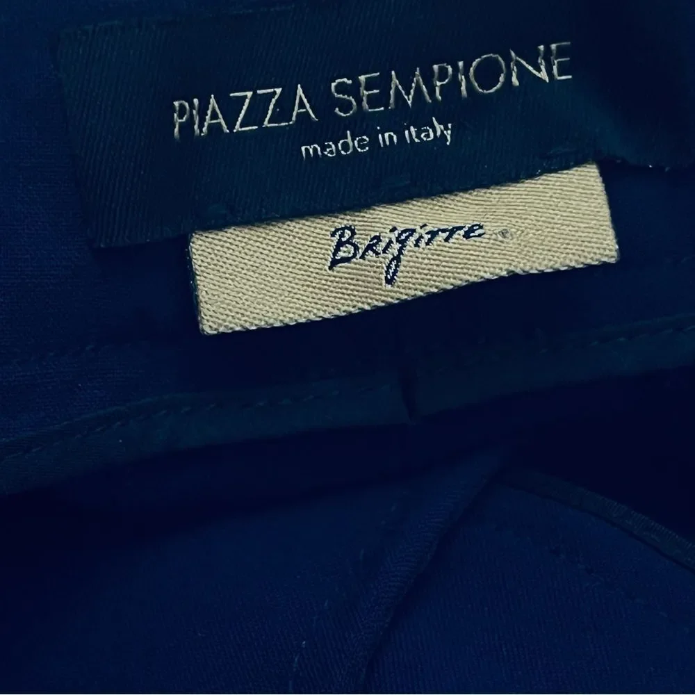 Piazza Sempione Italian Brigirre Virgin Wool Crop Dress Pants Blue